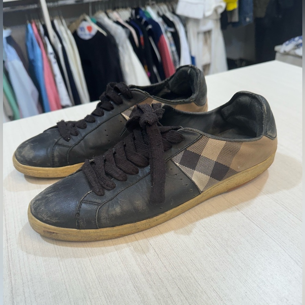Burberry Black/Beige Canvas and Leather SNEAKERS